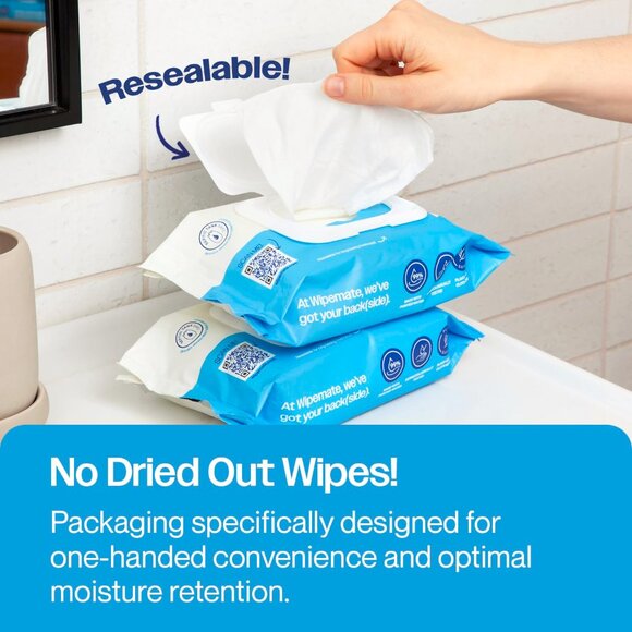 Wipemate Ultra Flushable Butt Wipes Soothing Vitamin E & Aloe, Coconut 252 count - Picture 3 of 5